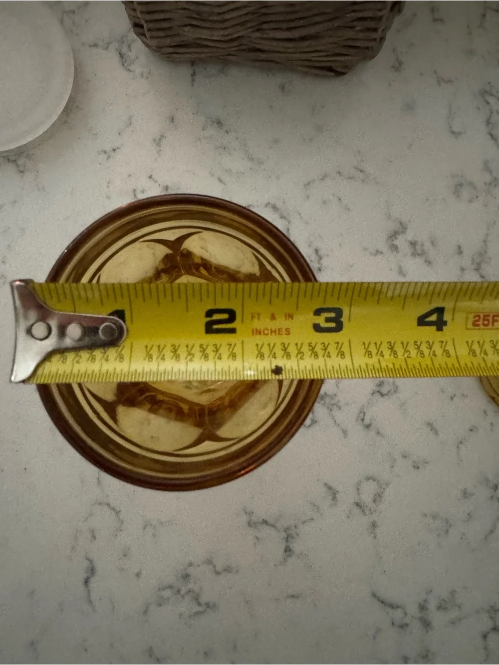 Set of 2 Amber Pressed Glass Wine Goblets